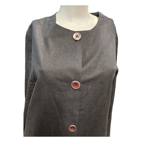 Black Linen Dress Top Size Large - Picture 5 of 8